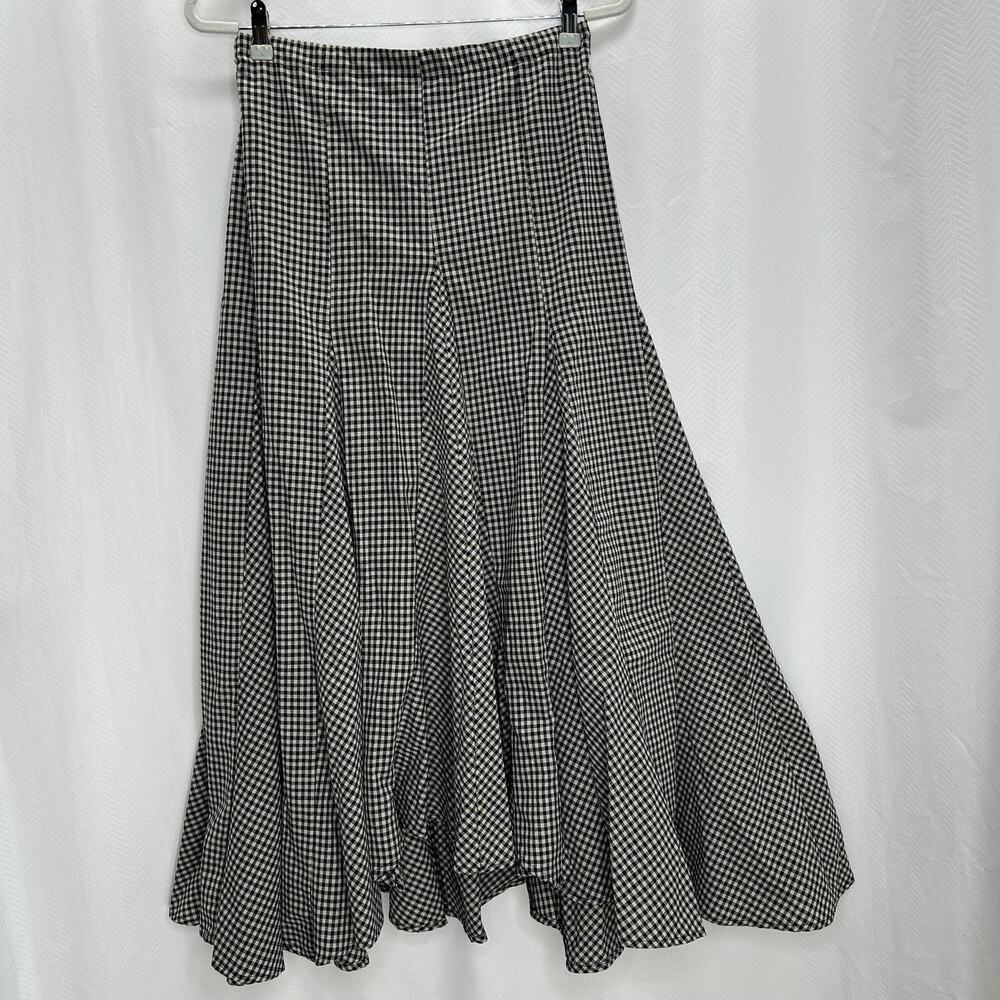 Vici lack and white gingham midi skirt flare medium preppy dark academia gothic